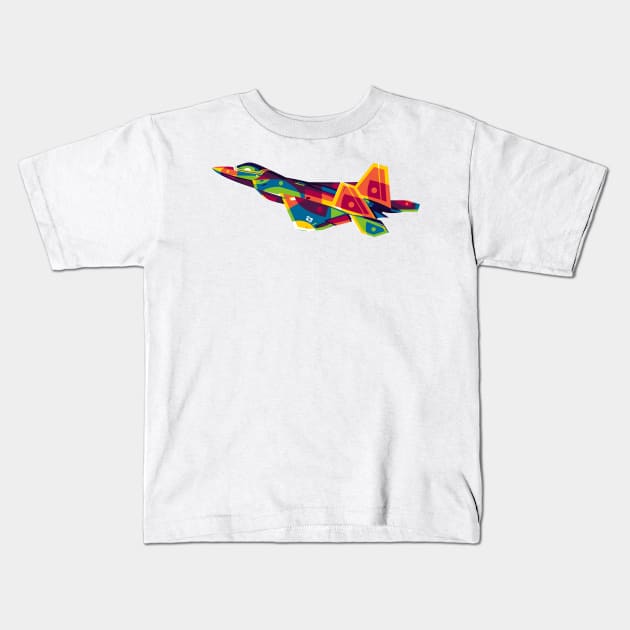 F-22 Raptor in Pop Art Kids T-Shirt by wpaprint